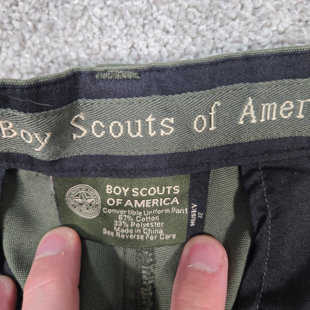 Boy Scouts Of America Pants Mens 32x28.5 Husky Green Convertible Uniform Cargo - Picture 3 of 8